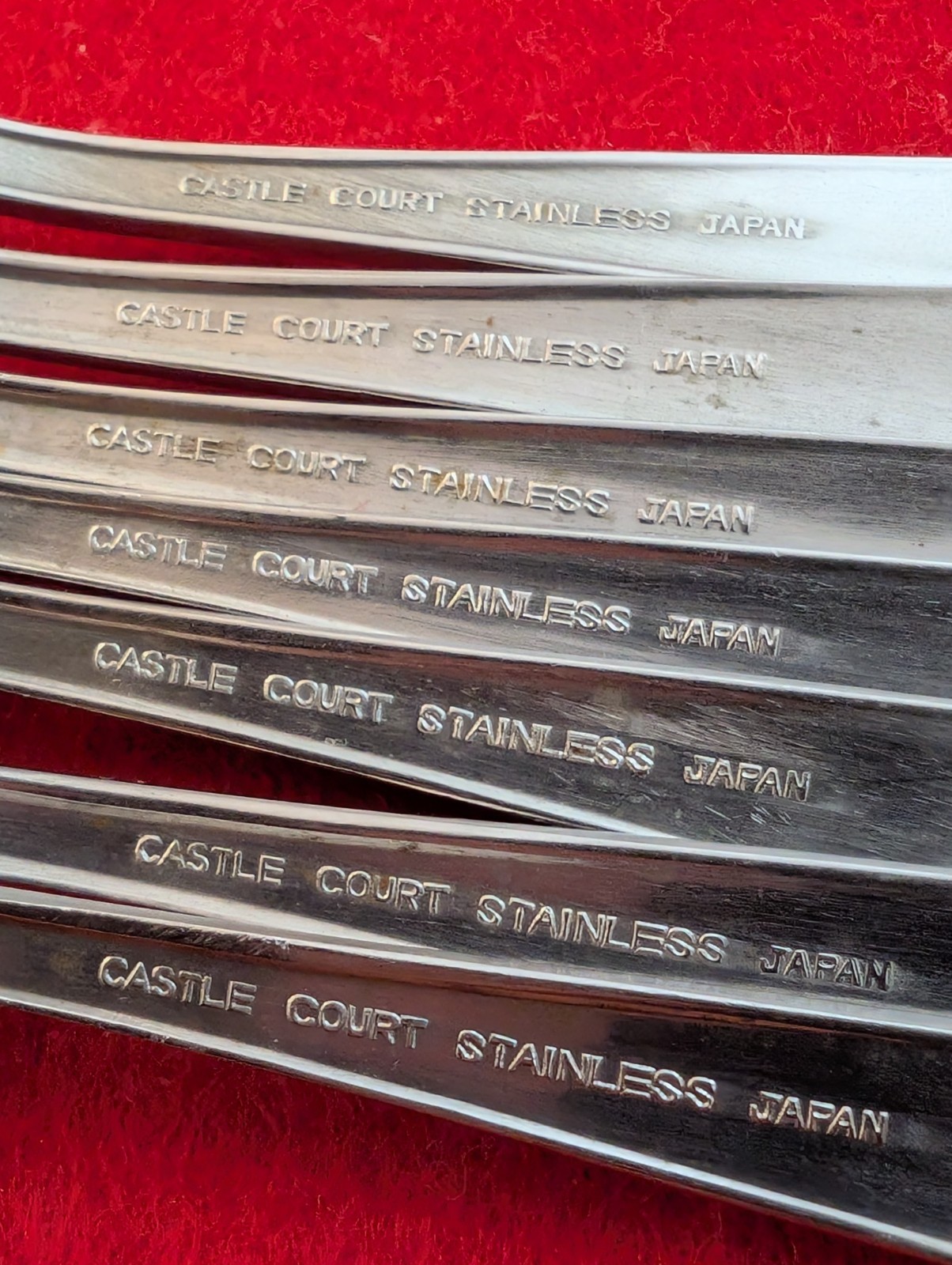 Lot Of 7 VTG Castle Court CCS5 Stars & Vines Starburst Stainless Salad Forks