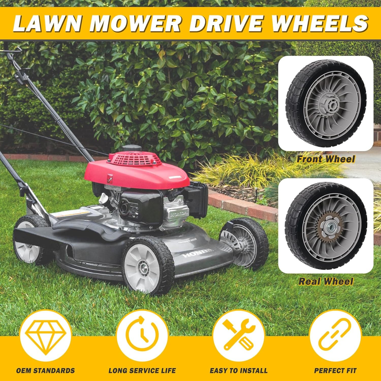 4 Pcs 8″ Lawn Mower Wheels Compatible with Honda HRR216 HRS216 HRT216 Lawn Mower