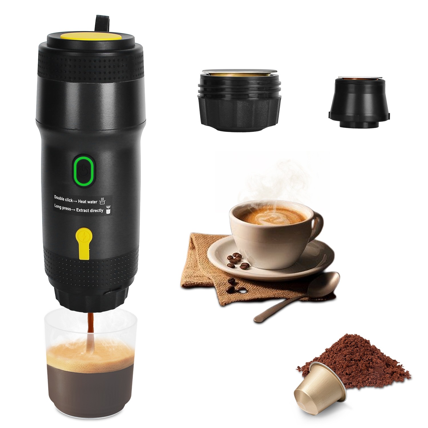 7500mAh Portable Electric Espresso Machine Car Coffee Maker Self-Heating Travel