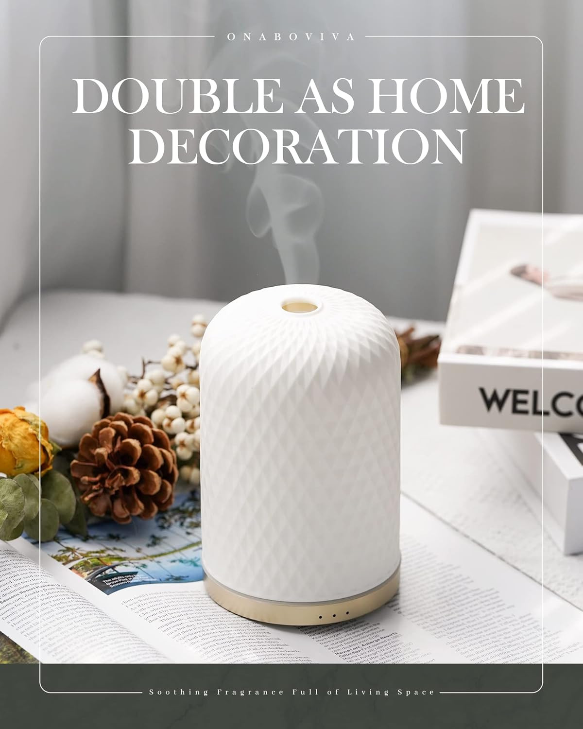 Essential Oil Diffuser – 2.4Mhz Ultrasonic Ceramic Diffuser with Pulse/Continuou