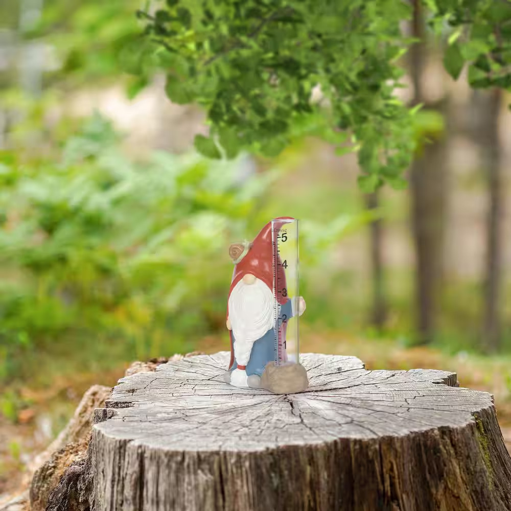5 In. Table Standing Polyresin Gnome Rain Gauge