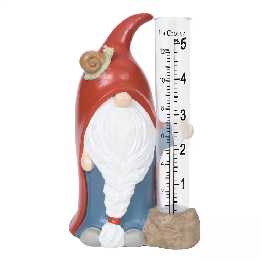 5 In. Table Standing Polyresin Gnome Rain Gauge