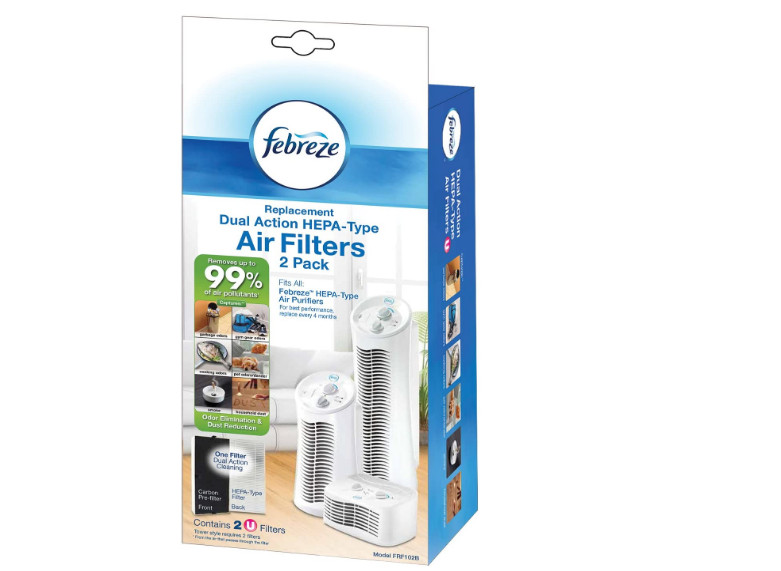 Air Purifier Odor Reducing Carbon Pre-Filter Dual Action Febreze HEPA-Type 2 Pcs
