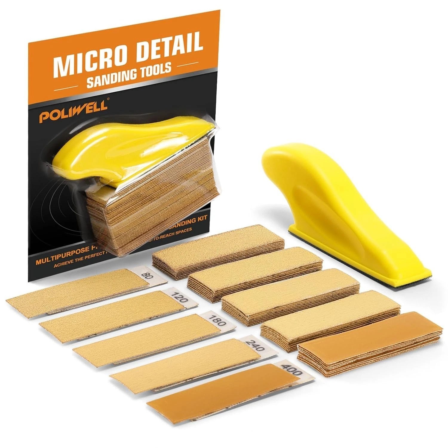 Ergonomic Electric Mini Sander and Sandpaper Set – 5 Grit Options Included