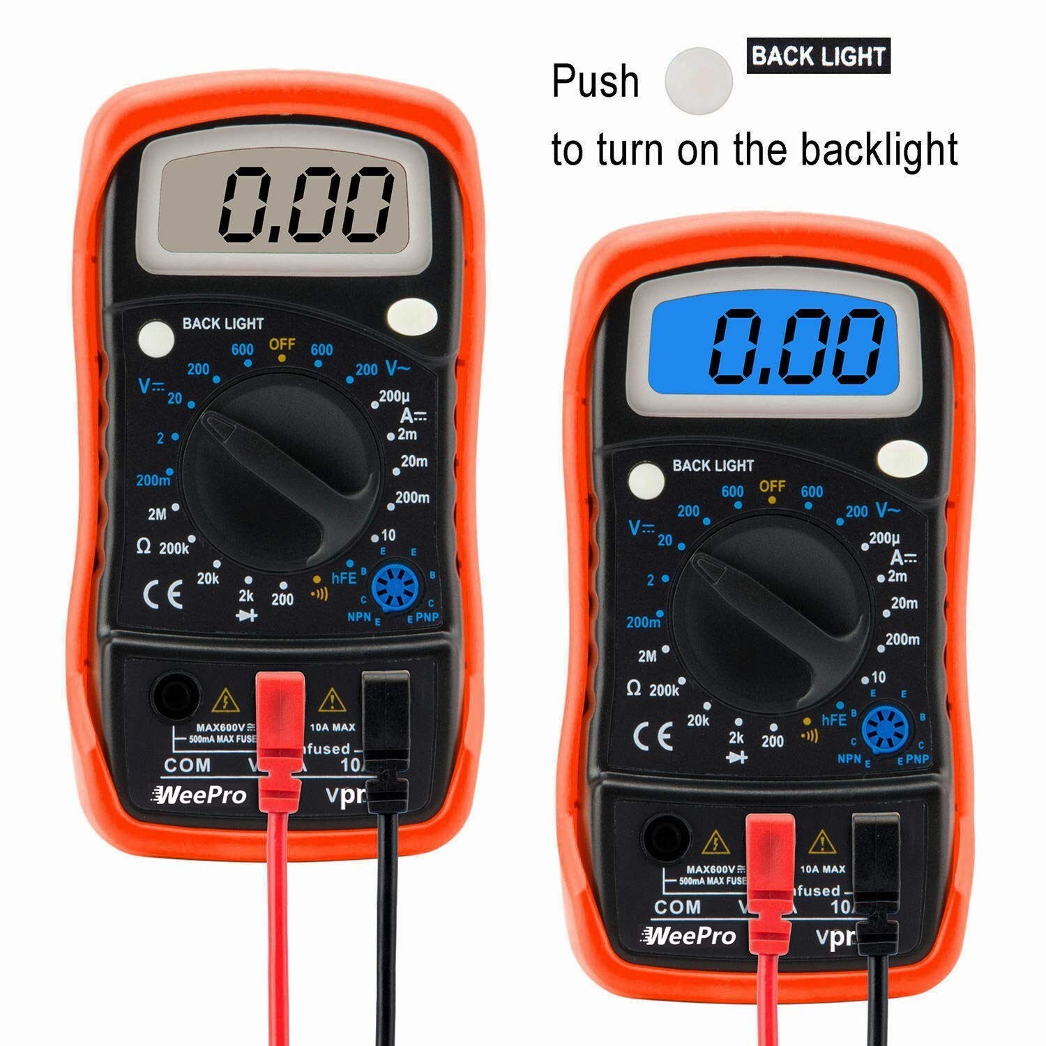 WeePro Vpro850L Digital Multimeter DC AC Voltmeter, Ohm Volt Amp Test Meter, US