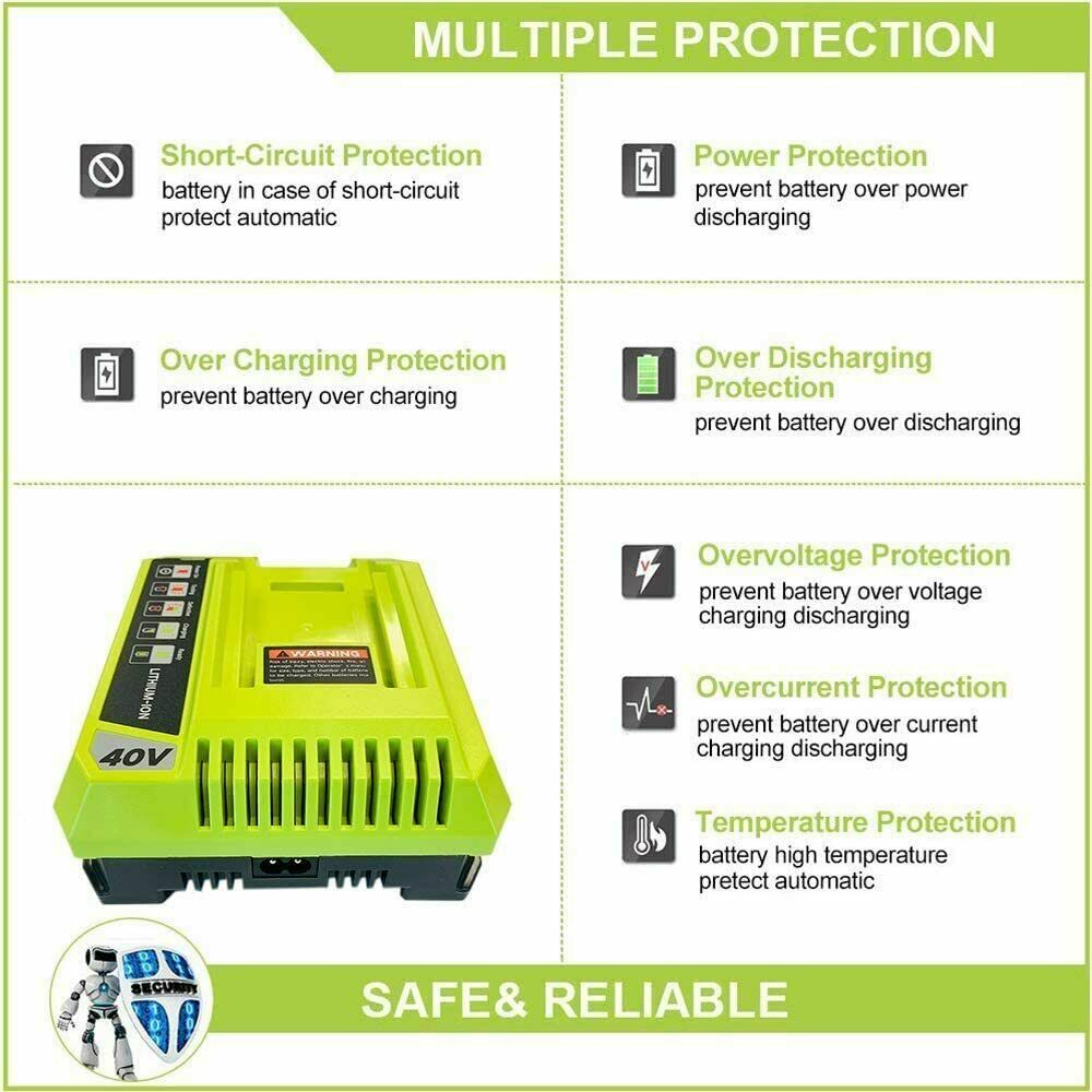 Replace for Ryobi OP401 40V Lithium Battery Charger OP4015 OP4026 OP4030 OP4040