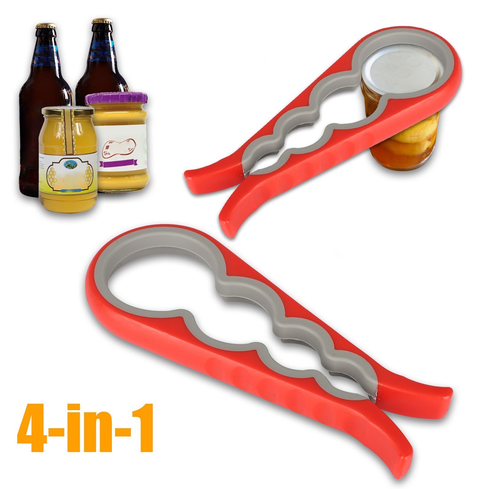 Jar Opener Rubber 4 In 1 Quick Lid Bottle Cap Grip Twister Remover Kitchen Tool