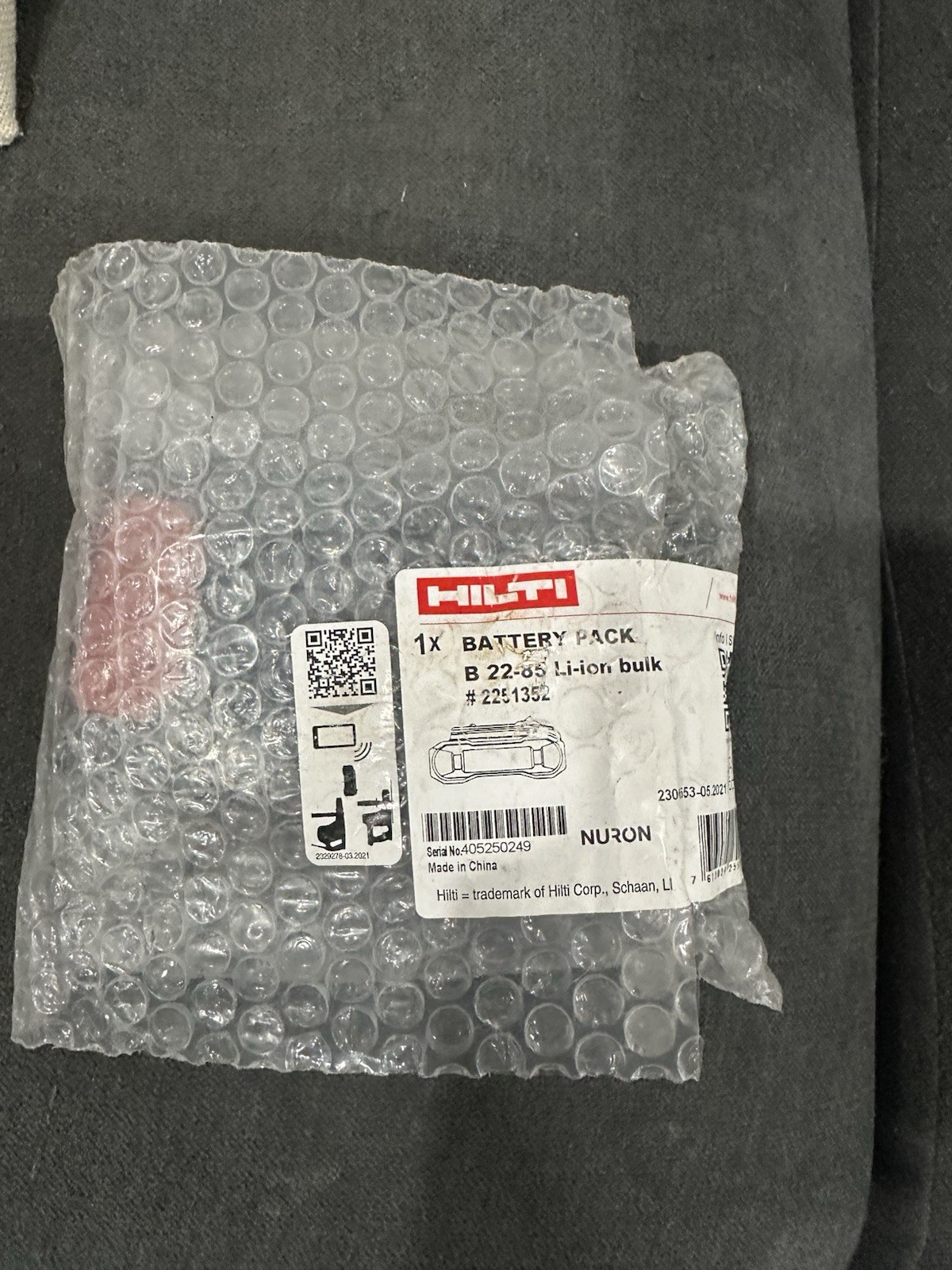 Hilti B 22-85 Lithium-Ion Battery Pack Bulk Model 2251352 Li-Ion