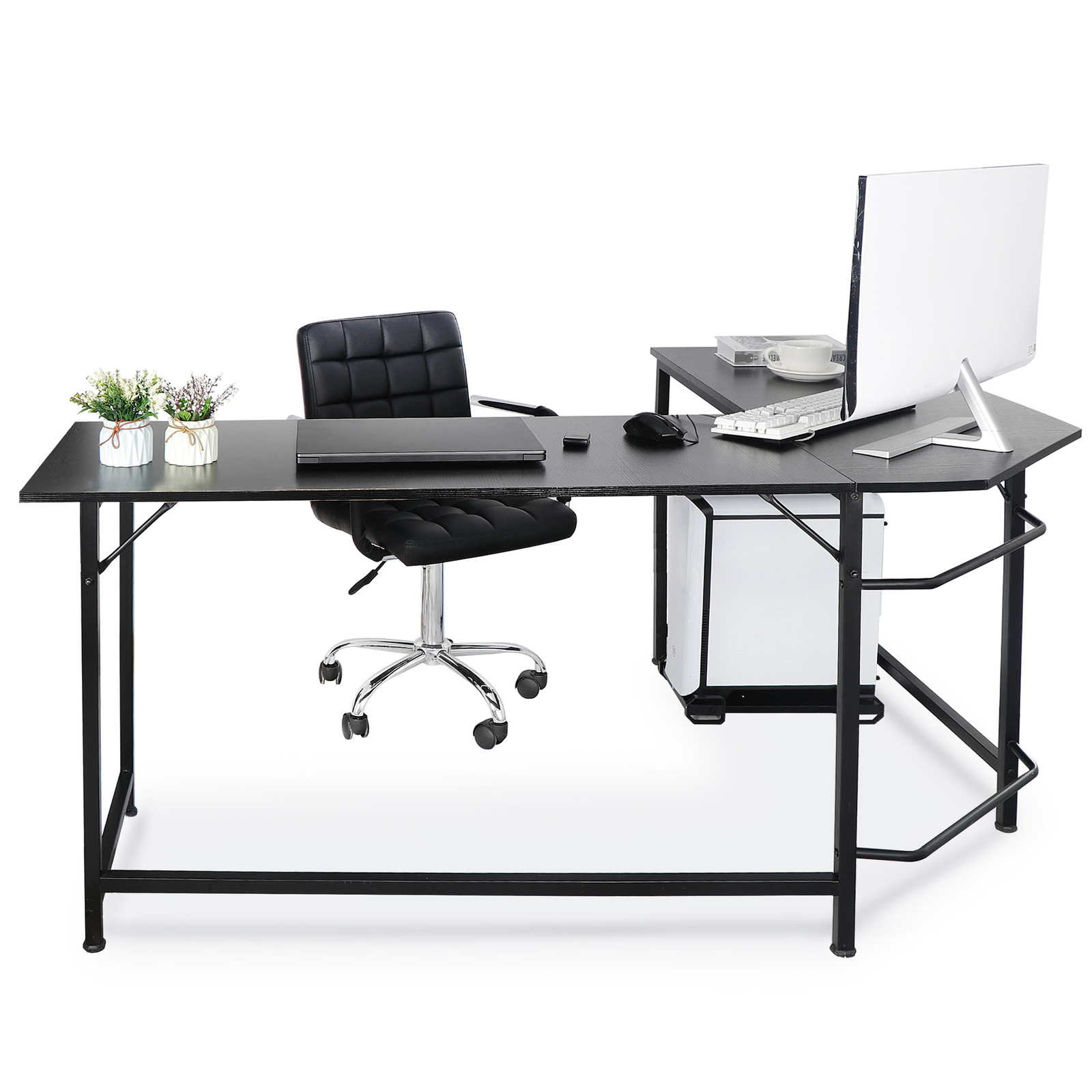 Computer Gaming Laptop Table L-Shaped Desk Corner Workstation for Office Home
