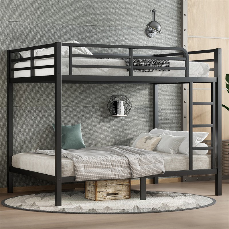 Metal Full over Full Bunk Bed for Teens Adults,Space-Saving/Noise Reduced Black