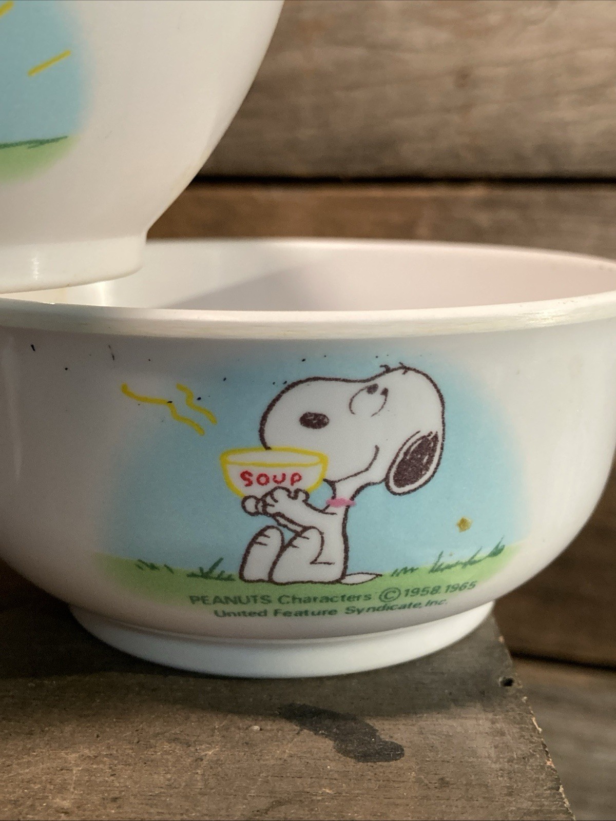 3 Vintage 1965 United Feature Syndicate Inc. Peanuts Snoopy Bowl Easter