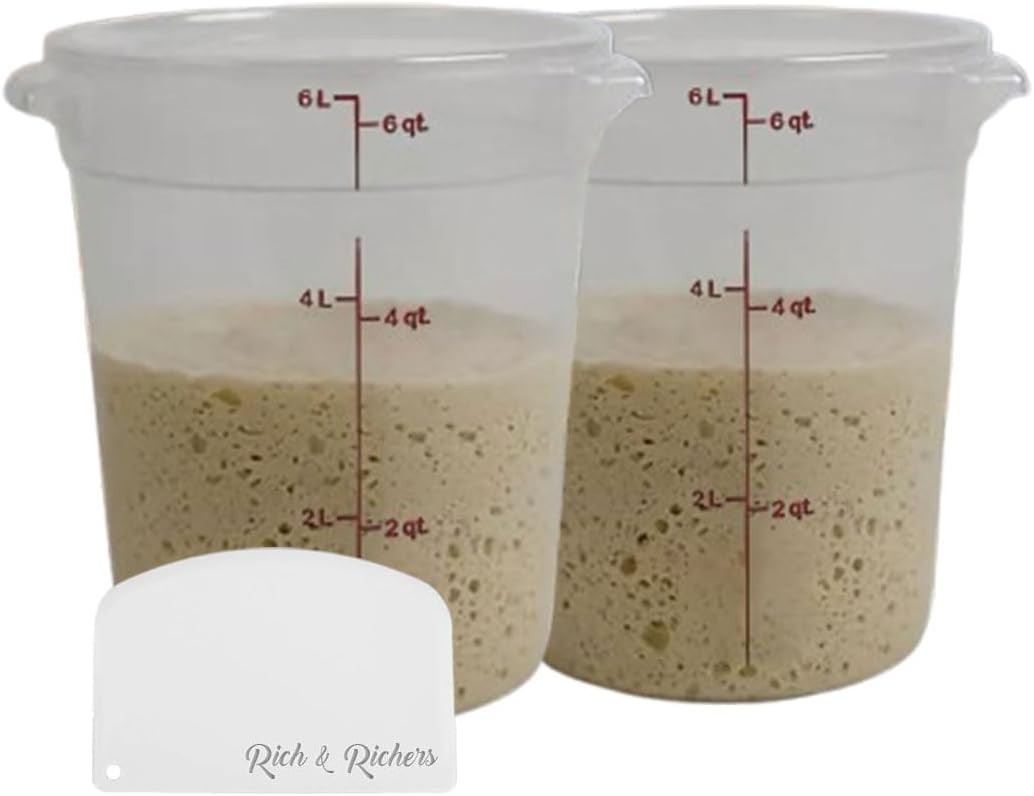 Cambro 6-Quart Round Food Storage Container with Lid – BPA-Free | 2PACK /Scraper