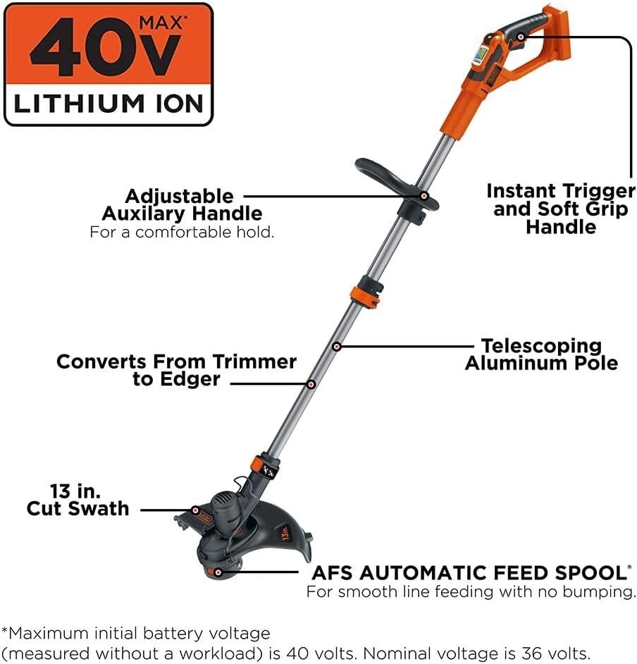BLACK+DECKER 40V MAX* Lithium String Trimmer – LST140C