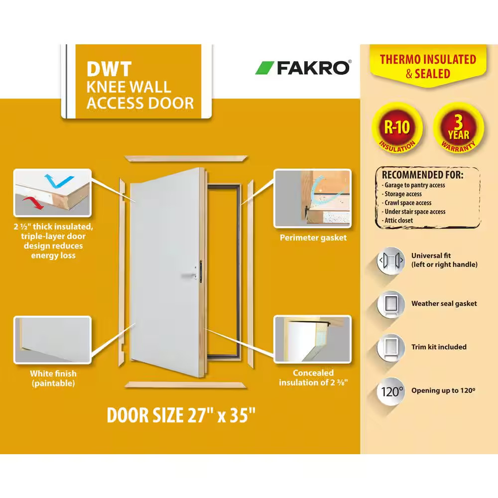 DWT 27 In. X 35 In. Wall Hatch Wood Thermo Insulated Access Door