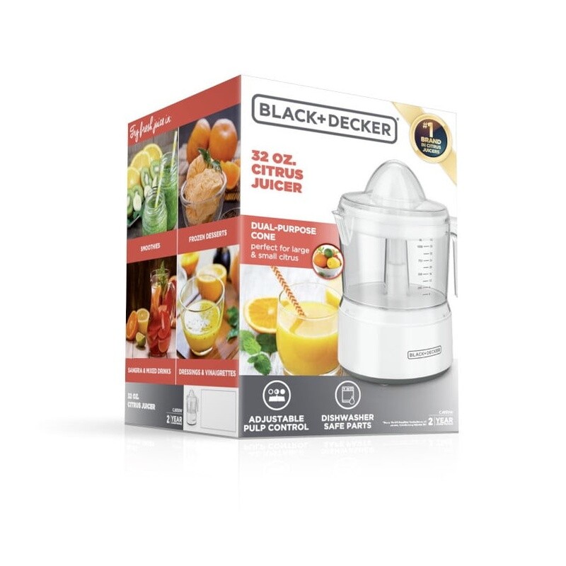 Citrus Juicer W/ Self-Reversing Cone & Easy Pour Pitcher Dishwasher Safe Parts