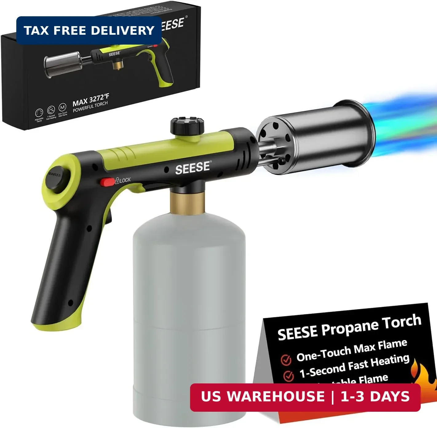 Propane Torch Gun Kitchen Blow Torch BBQ Campfire Charcoal Lighter Burner