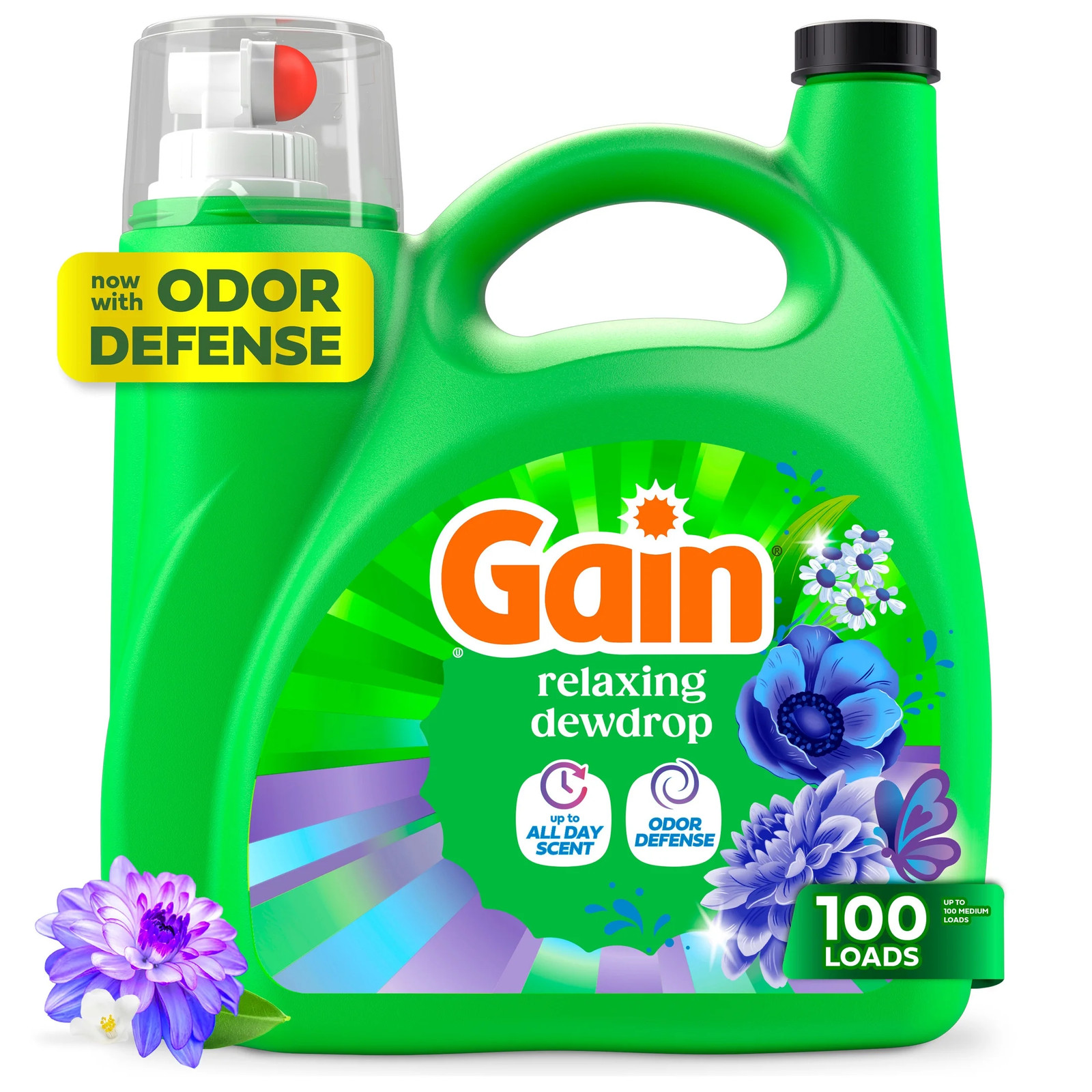 Laundry Detergent Liquid, Now with Odor Defense, Relaxing Dewdrop Scent, 132 Fl