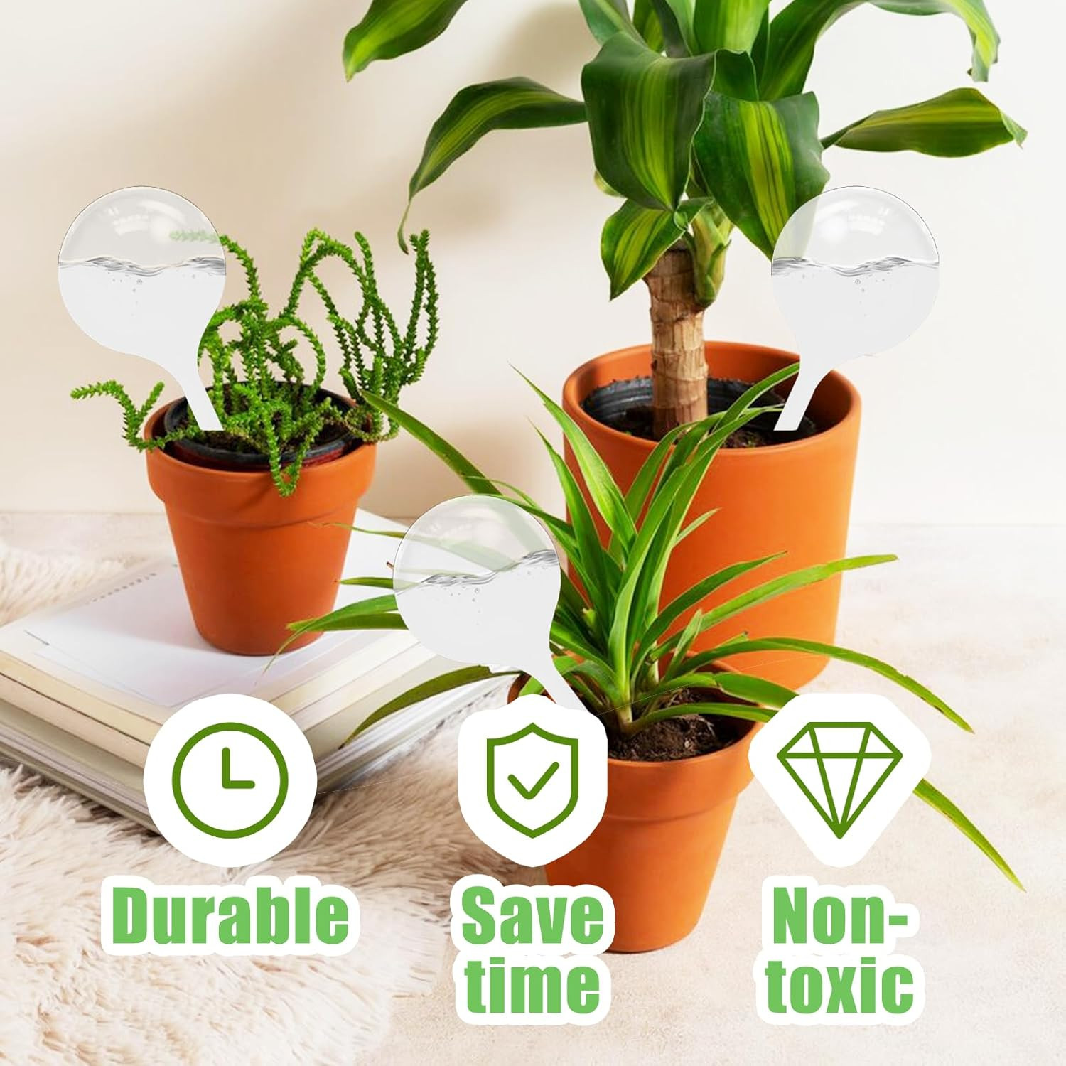 12 PCS Large Plastic Self-Watering Bulbs,Clear Watering Globes,Plant Watering Gl