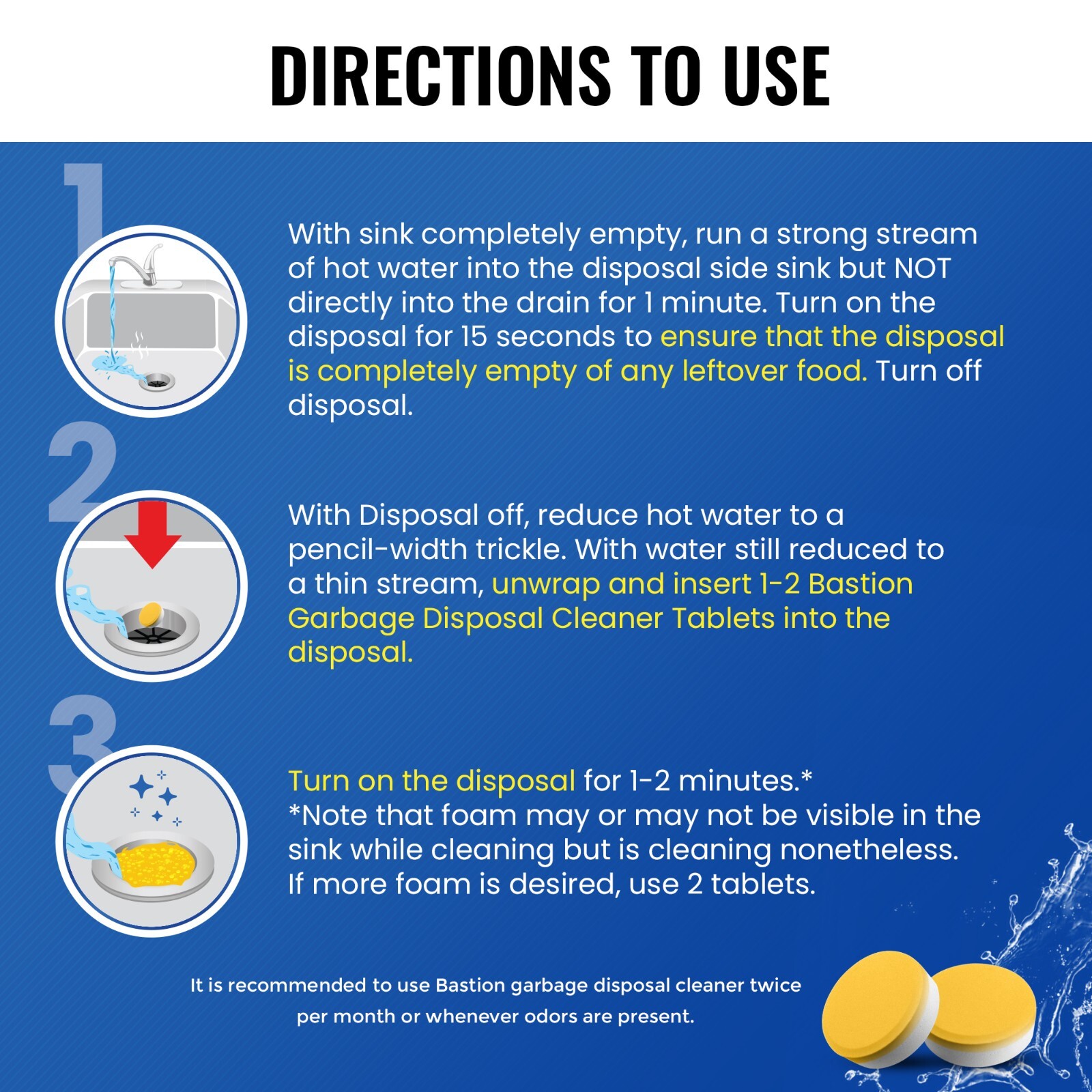 Foaming Garbage Disposal Cleaner Deodorizer Tablets – 24 Pack (1 Year Supply)