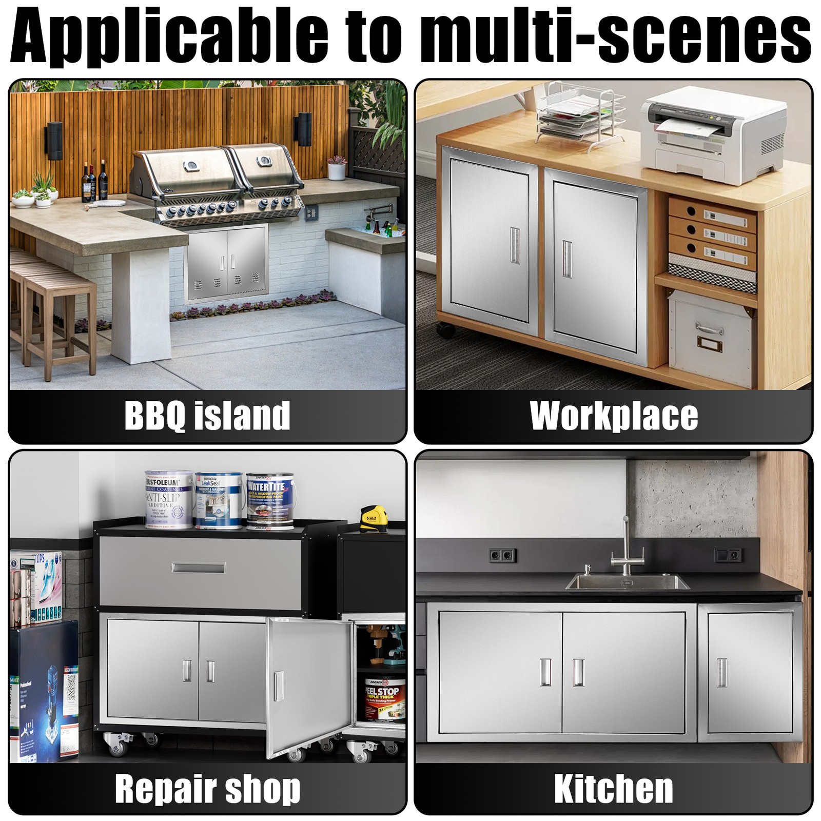 BBQ Access Door 27H x 20W Inch Stainless Steel Flush Mount Outdoor Kitchen Doors