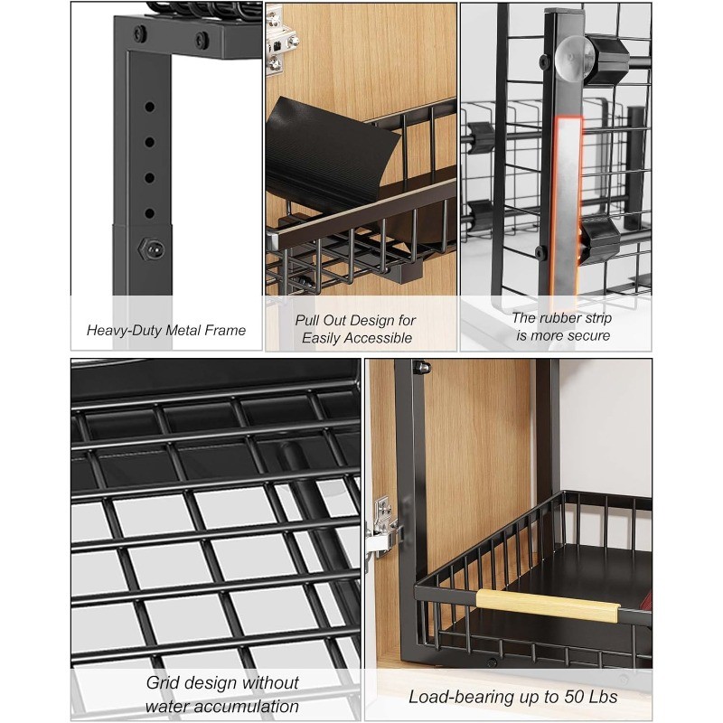 Under Kitchen Sink Organizers and Storage 2 Tier Pull Out Cabinet bathroom