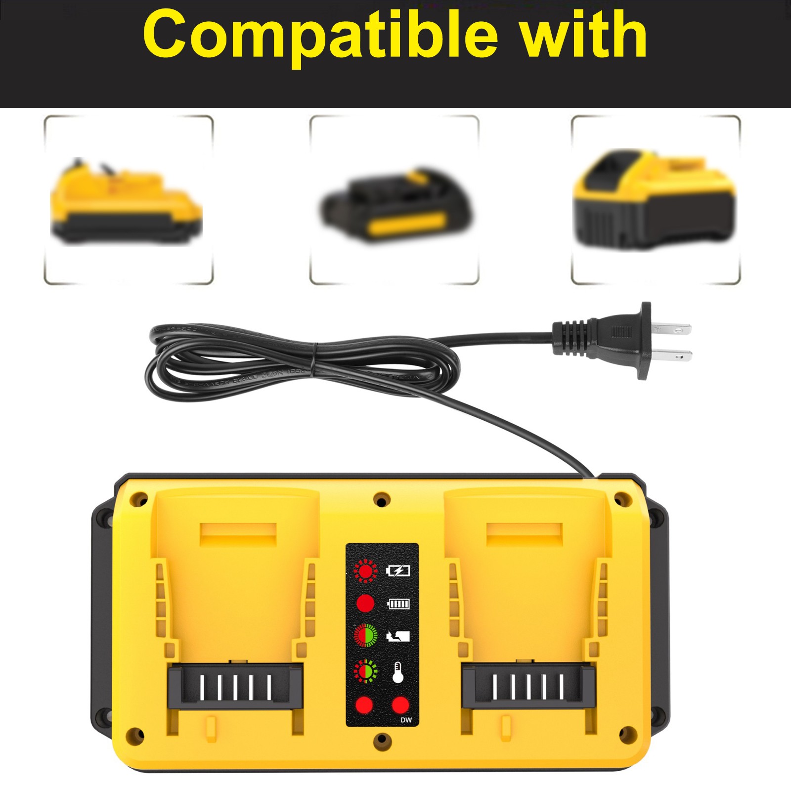 Dual Battery Charger for De Walt 12V-20V MAX Lithium Batteries DCB203 DCB204