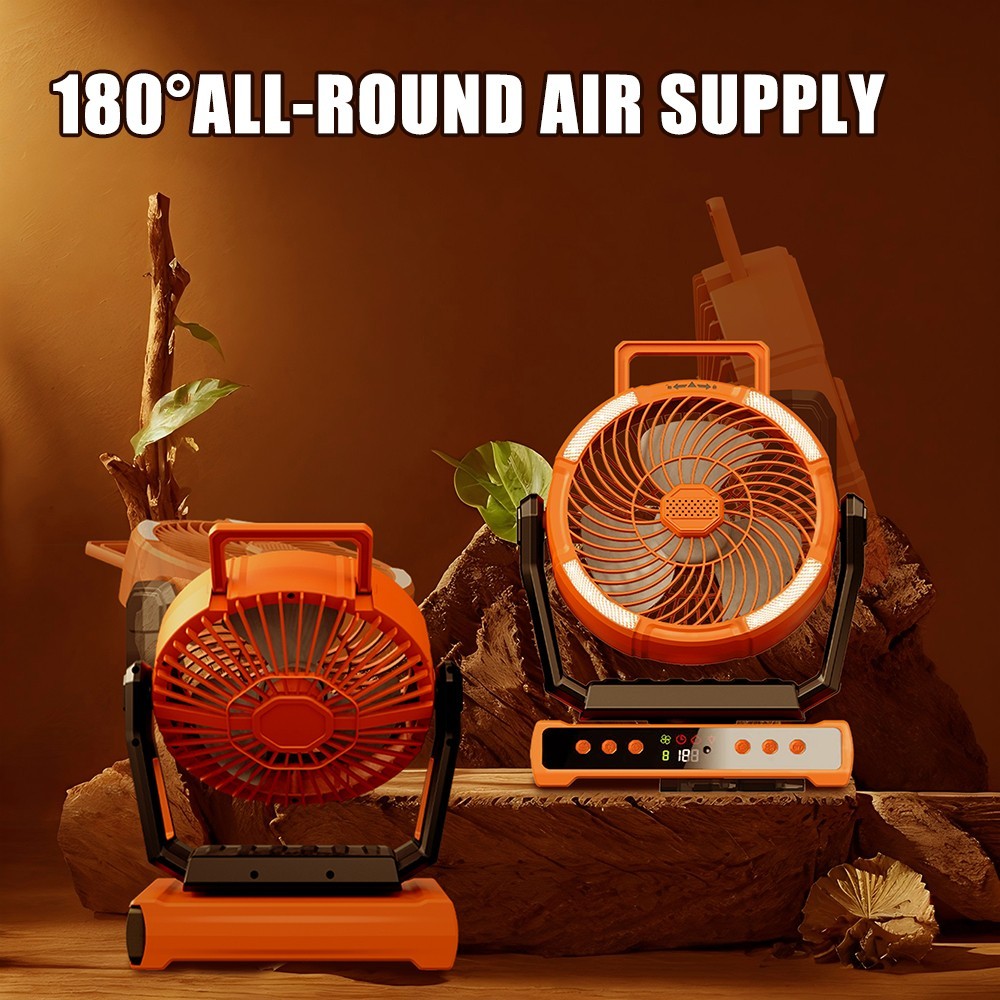 Camping Fan 20000mAh 58Hrs Rechargeable Portable Fan Remote LED Lights &4 Speeds