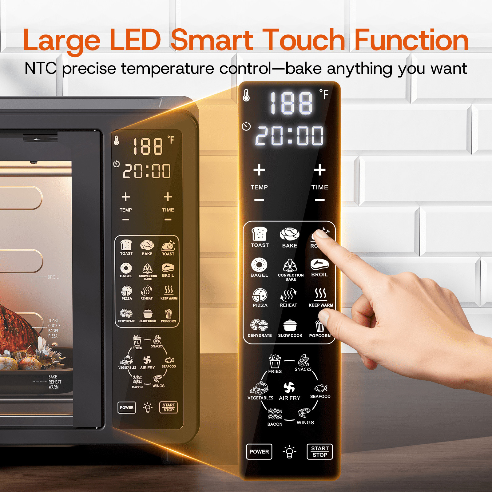 25 QT French Door Air Fryer Toaster Oven Combo Bake Broil Roast Digital Controls