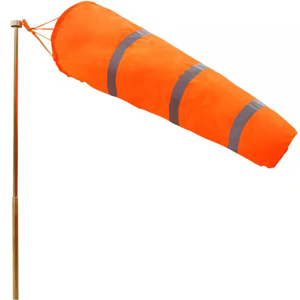 30 In. X 9.8 In. Orange Nylon Windsock Rip-Stop Wind Direction Measurement Sock