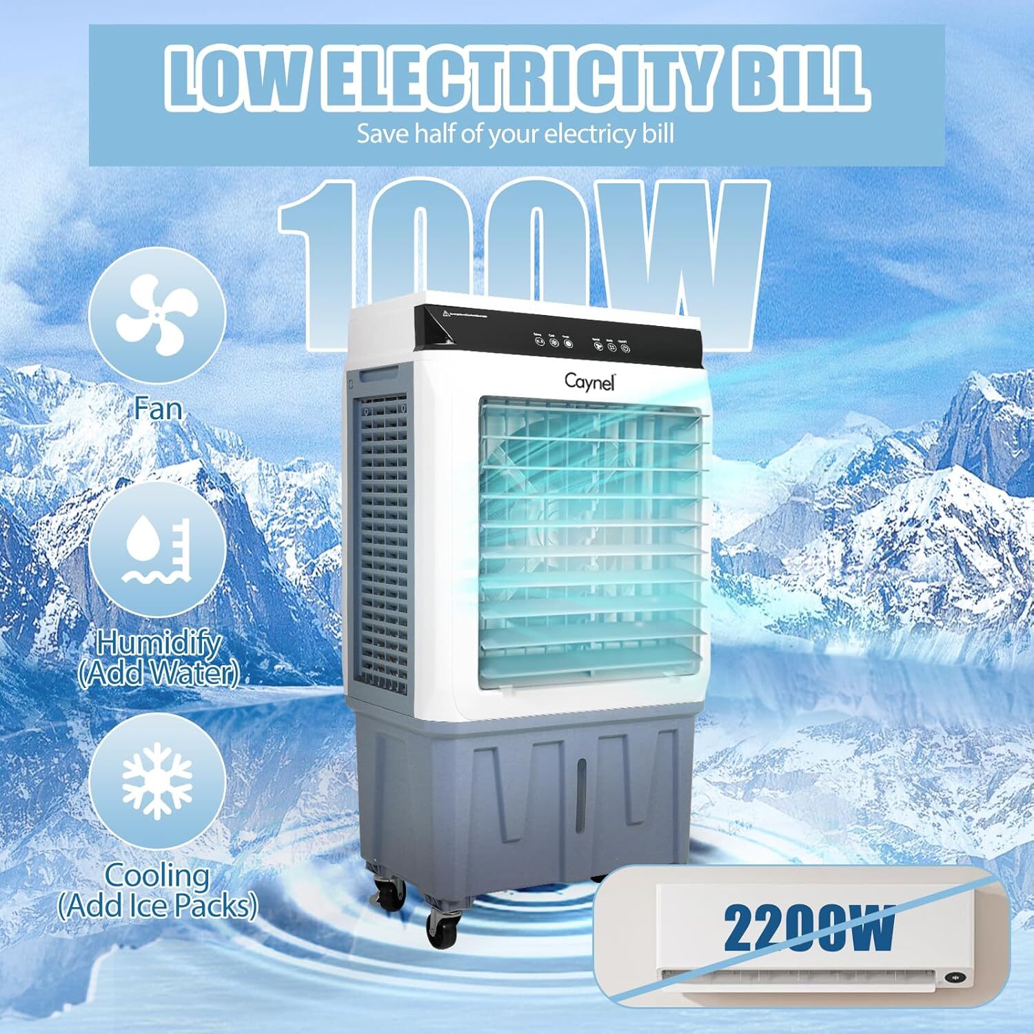 Evaporative Swamp Cooler w/ 5.3 Gallon Water Tank Cooling Tower Fan for Outdoor