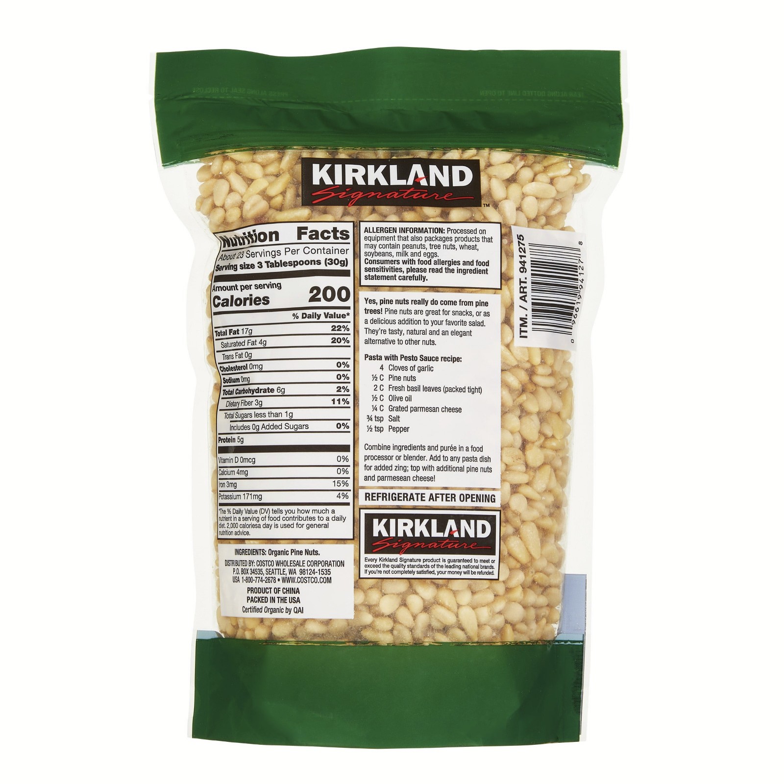 Kirkland Signature Organic Pine Nuts – 680g