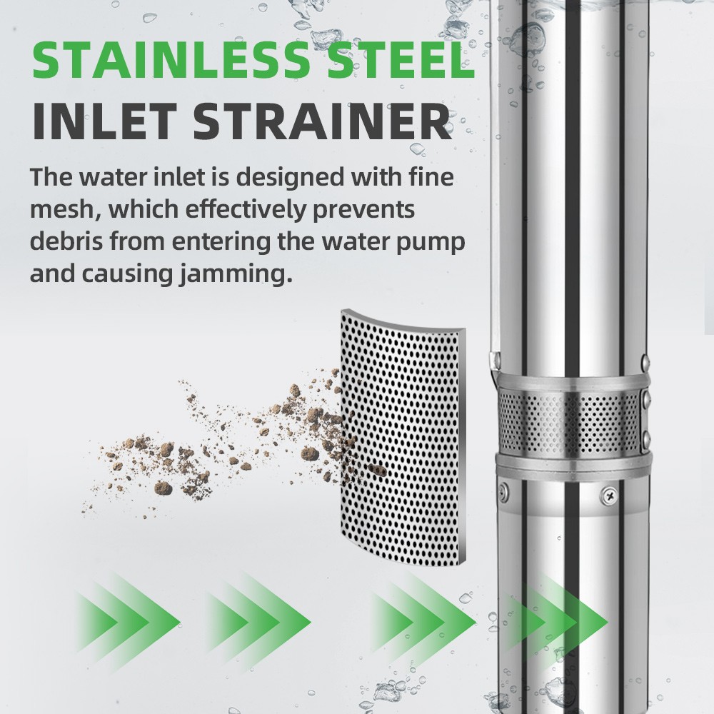 US STOCK DIFFUL 3″ DC Deep Well Solar Water Pump 48V 0.8HP Hole Submersible MPPT