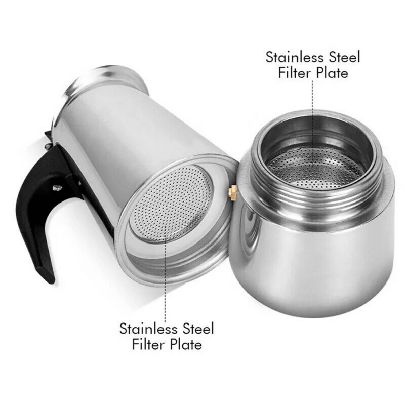 Stainless Steel Moka Pot Italian Coffee Maker – 4 cup/200 ml