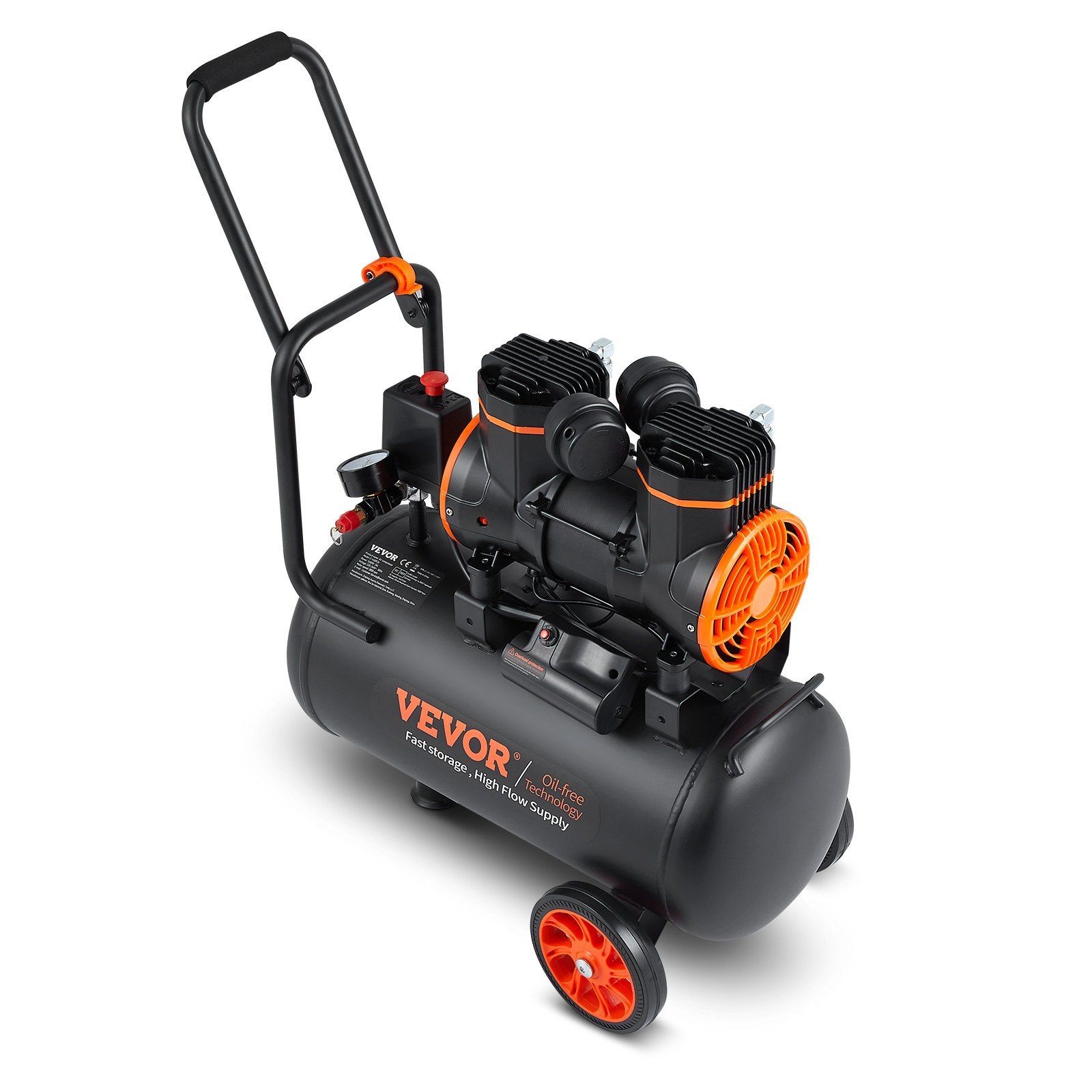 6.3gal 1450W 3.35CFM@90PSI 70dB Ultra Quiet Oil-Free Air Compressor