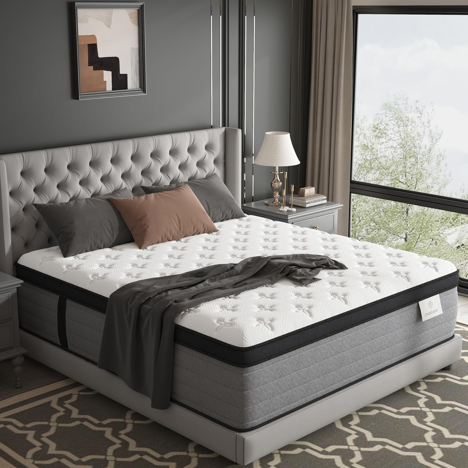 Firm King Mattress 14 Inch, Luxury Hybrid King Size Mattress in a Box, 7-Zones I