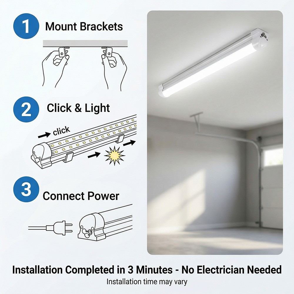 T8 2ft 3ft 4ft 5ft 6ft 8ft LED Shop Light Fixture 6500K Garage Tube Light Bulbs
