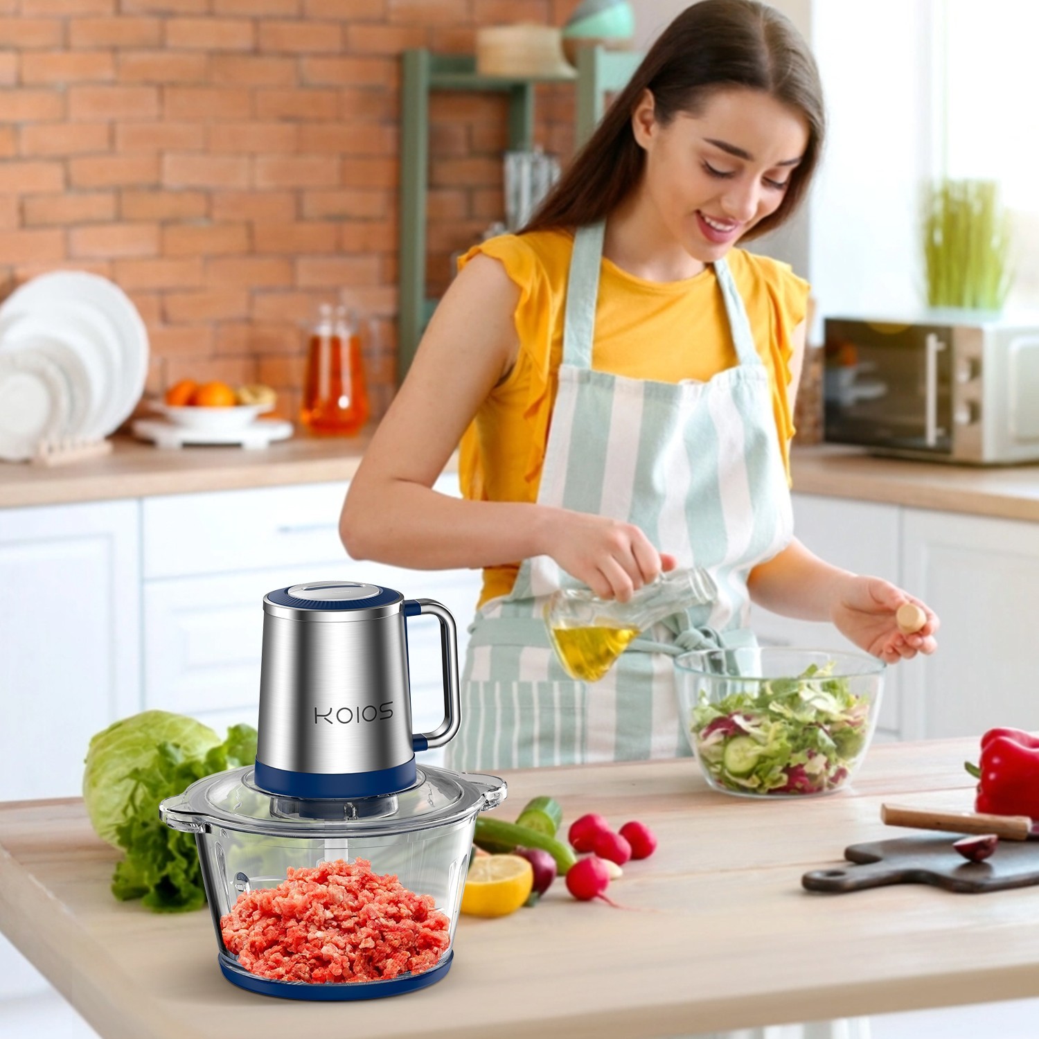 500W Electric Food Chopper Electric Stainless Steel Processor Meat Grinder Mixer