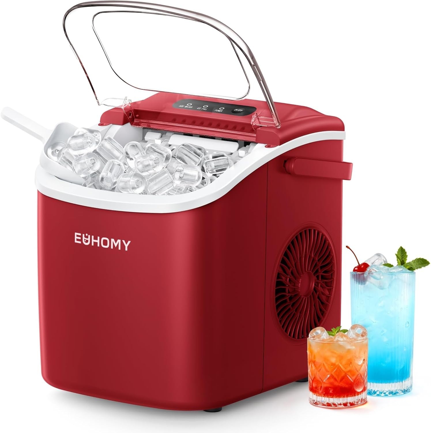 Countertop Ice Maker Machine W/ Handle 26lbs in 24Hrs 9 Ice Cubes Ready in 6