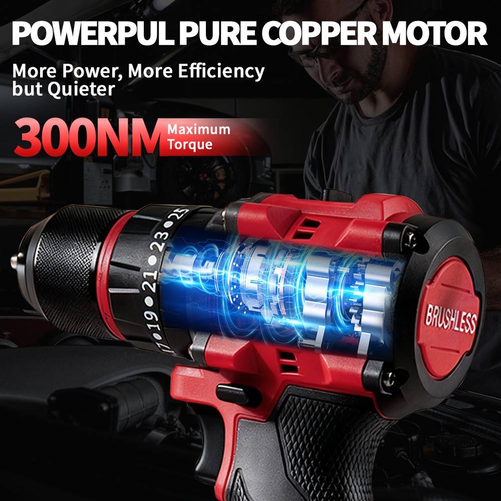 Compatible Milwaukee M18 Battery 35N.m Brushless Drill Driver Bare Tool