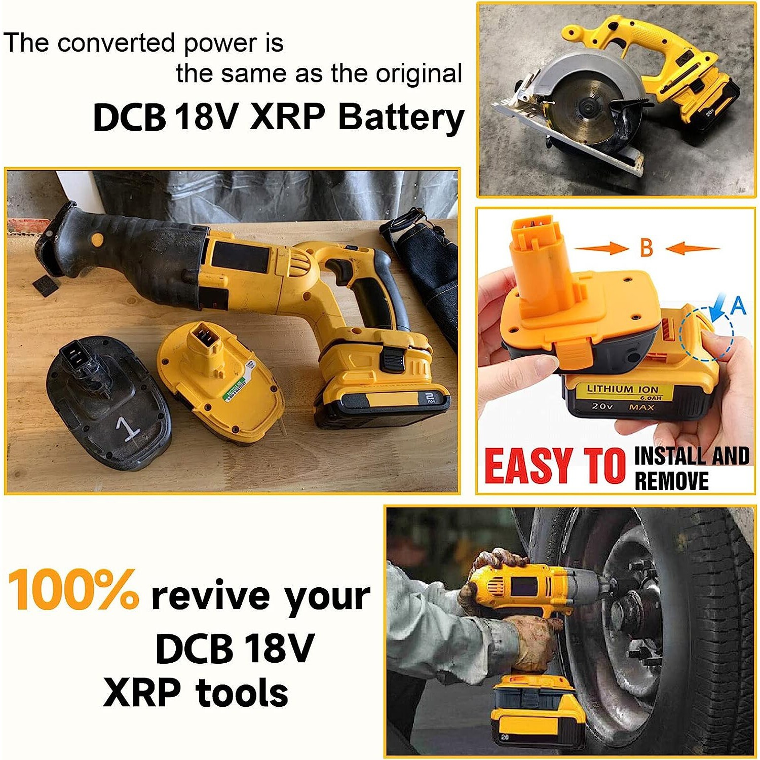 2Pack 18V To 20V MAX DCA1820 Battery Adapter For Dewalt Li-ion Tools Converter