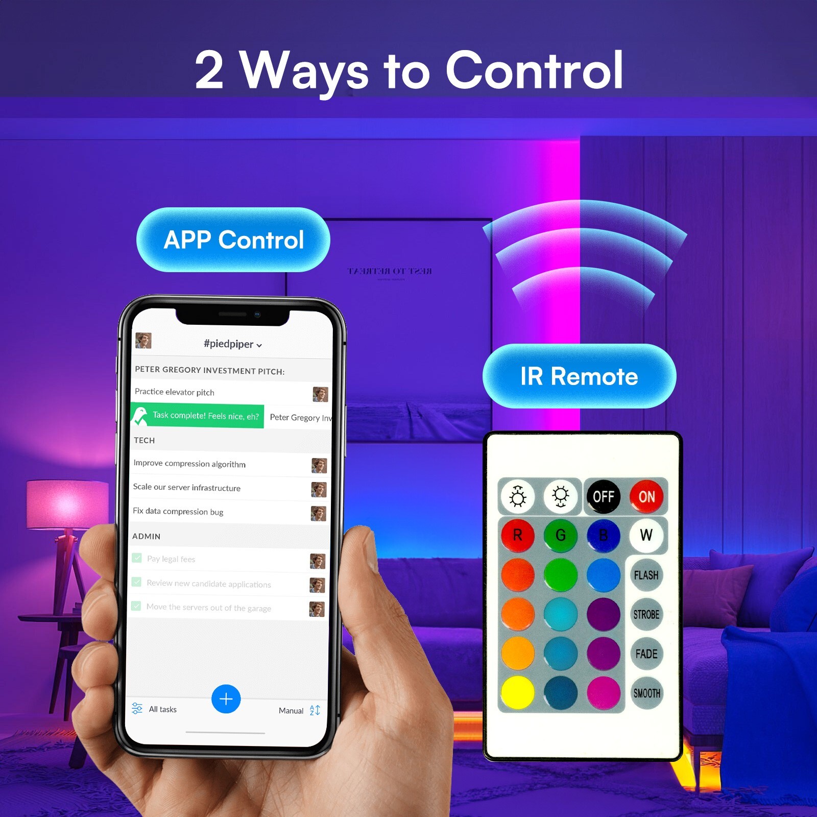 100Ft LED Strip Lights, Smart Light with App Remote Control, RGB LED Lights for