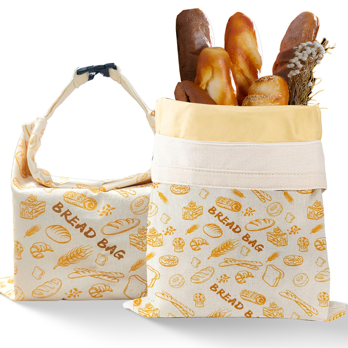 2 Pack Reusable Beeswax Bread Bags for Homemade Breads Sourdough Easy to Clean