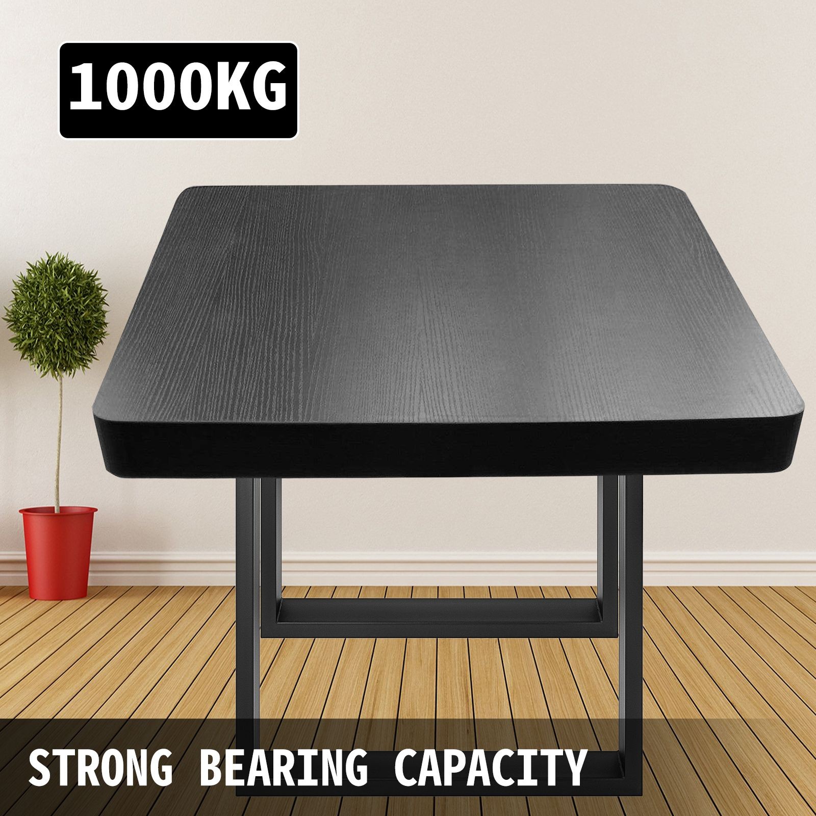 Heavy Duty Steel Table Legs 28x35in Black Square, Load Cap 1000kg & Easy Install