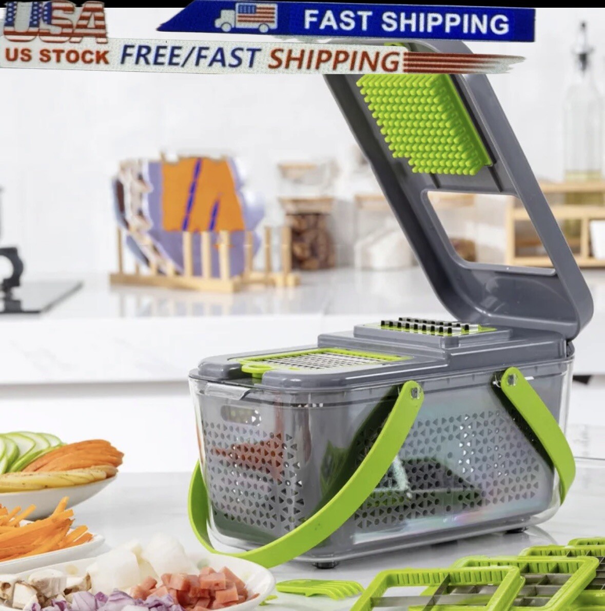 22 In 1 Vegetable Fruit Chopper and Slicer,Kitchen Food Cutter and Dicer/US