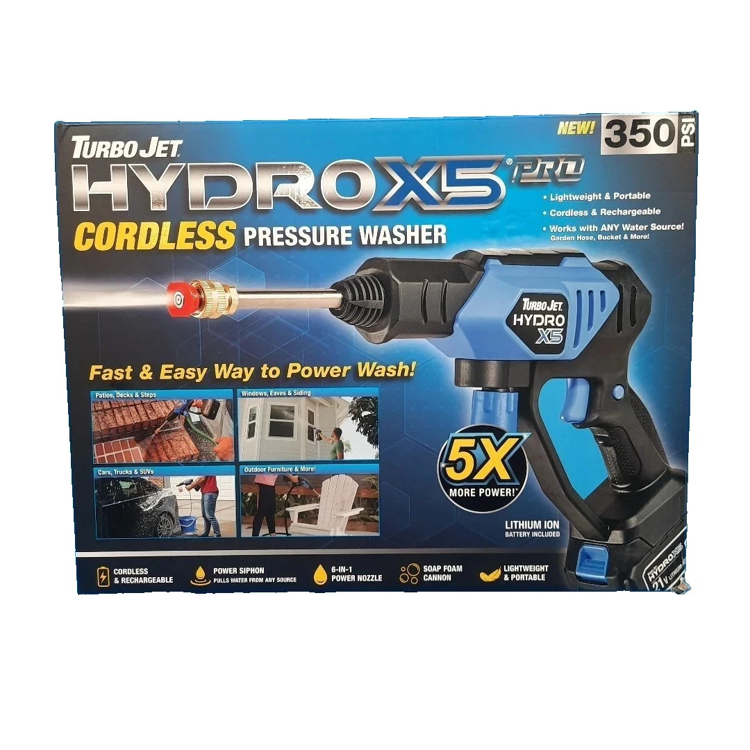 Ontel Turbo Jet HydroX5Pro Portable Cordless PressureWasher 21V 3000mAh OPEN BOX
