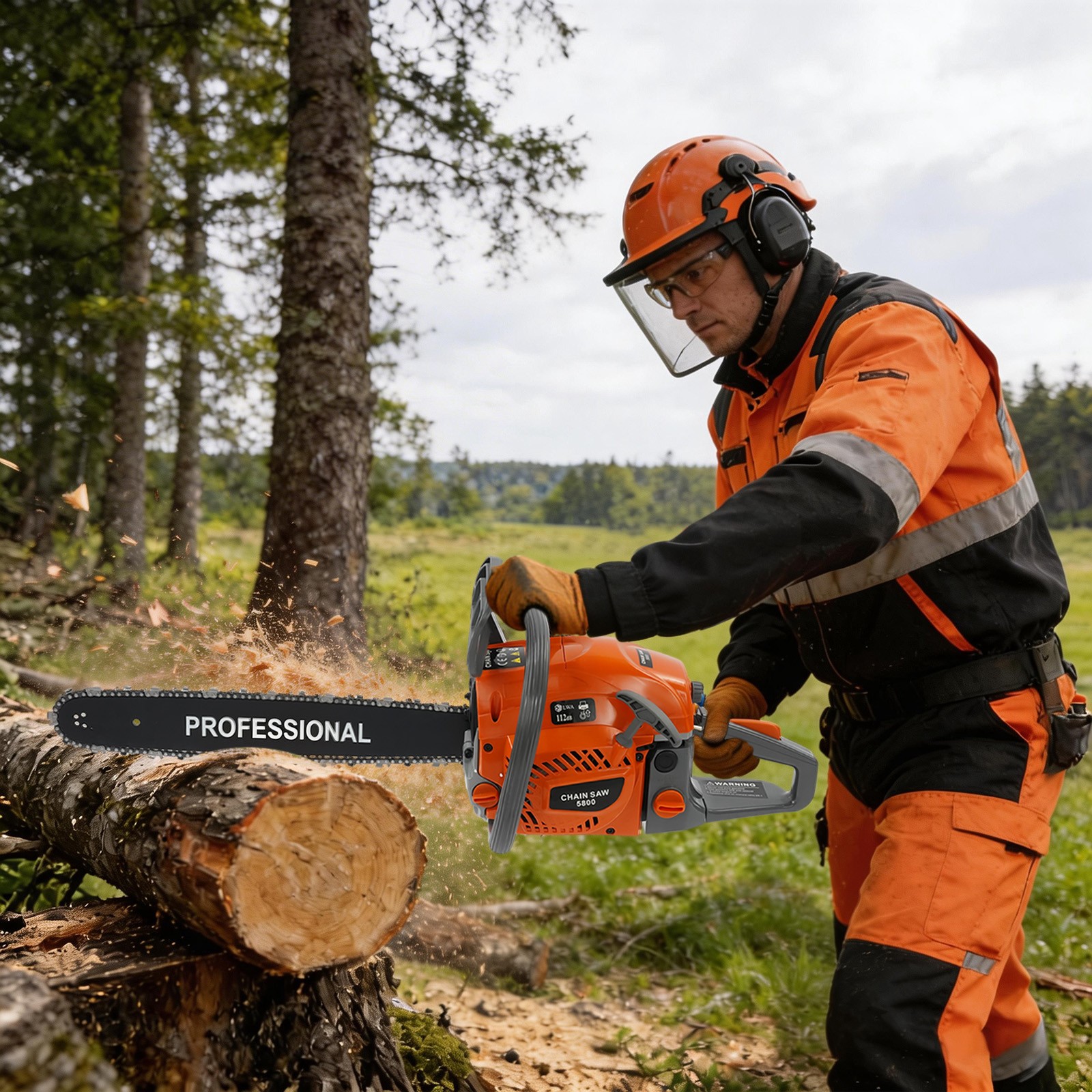 58CC 20″ Gasoline Chainsaw Powered Wood Cutting Engine 2-Stroke Gas Chain Saw