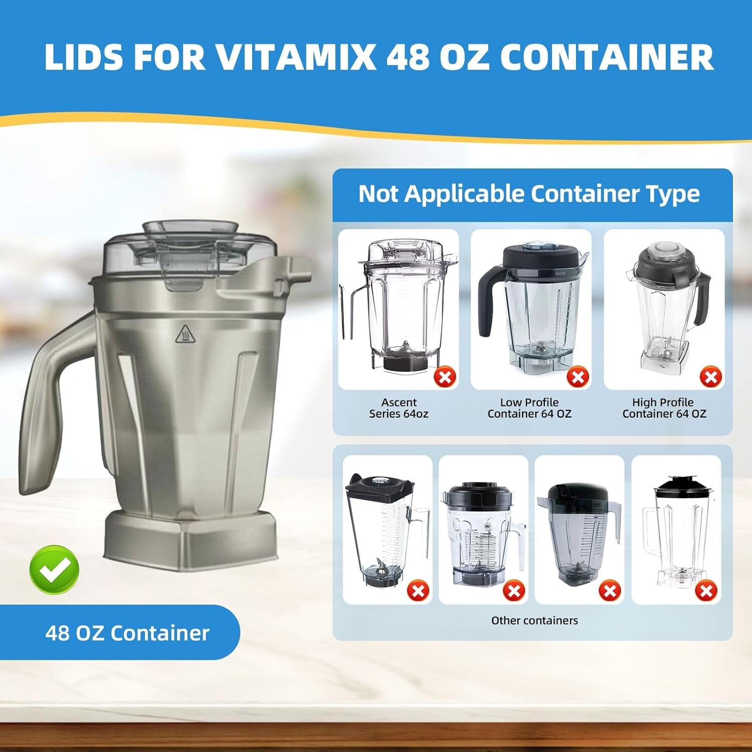 Replacement 48 oz Pitcher Lids for Vitamix Stainless Steel Container Ascent