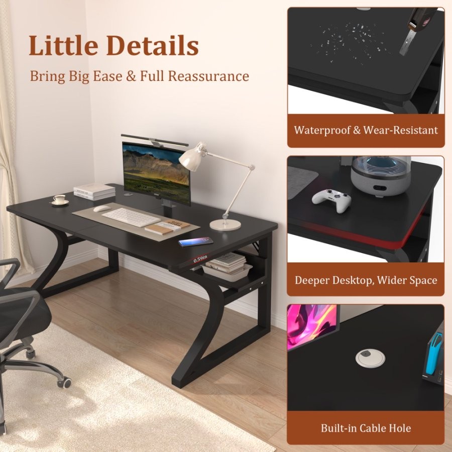 55 Inch Computer Desk Home Office Desk Study Executive Desk for Writing Work