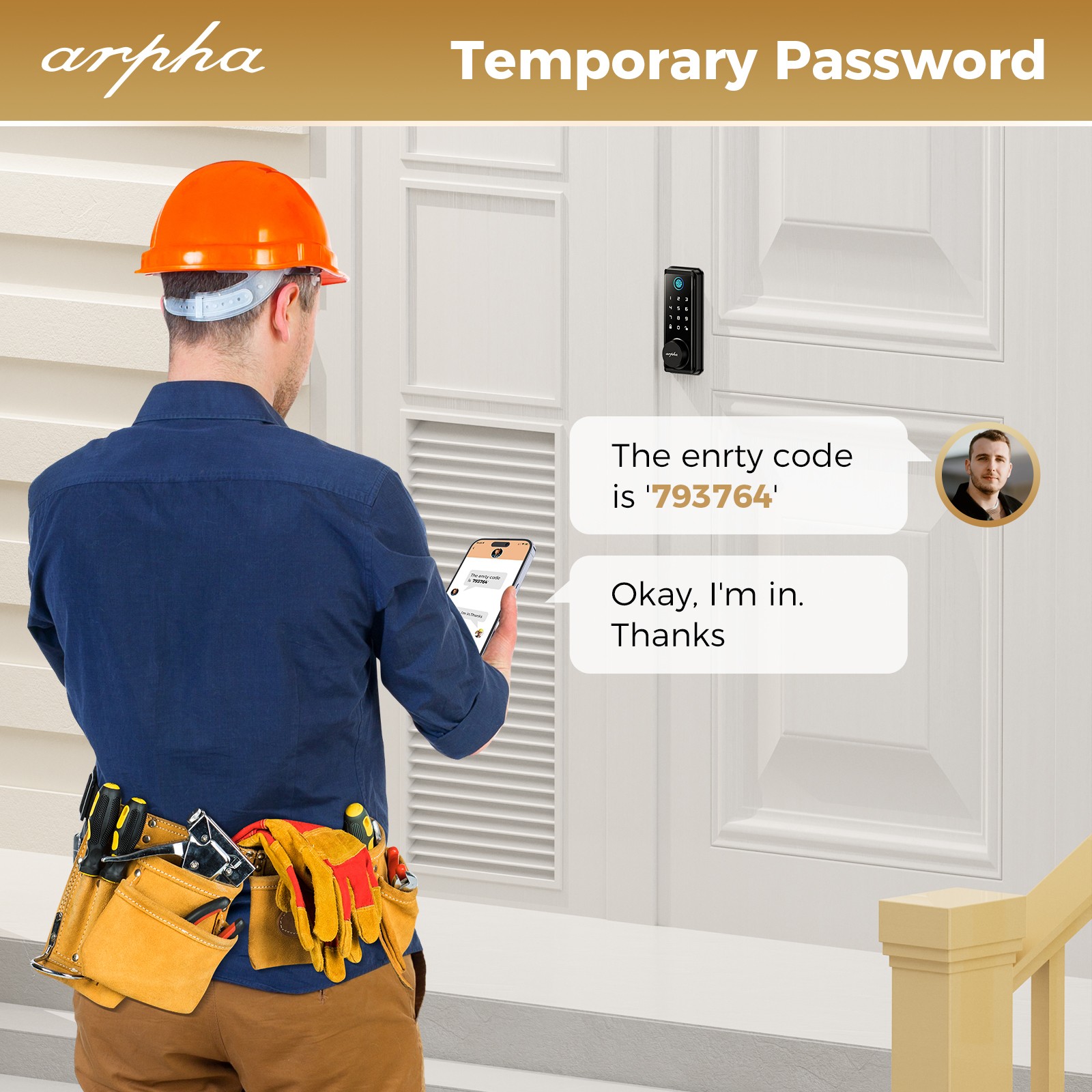 ARPHA Keyless Entry Smart Door Lock 50 Code Keypad Deadbolt Fingerprint Password