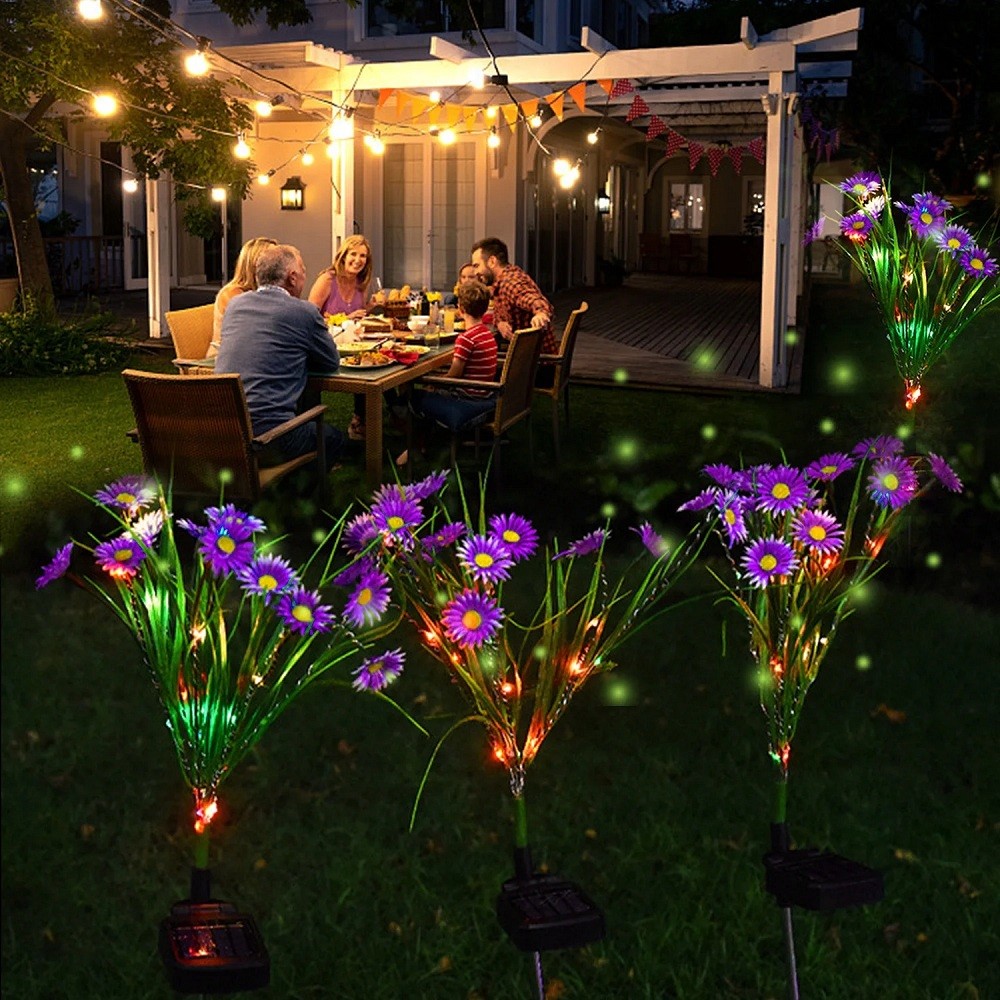 Solar Garden Lights Outdoor Waterproof LED Flower Stake Lamp Yard Patio Decor